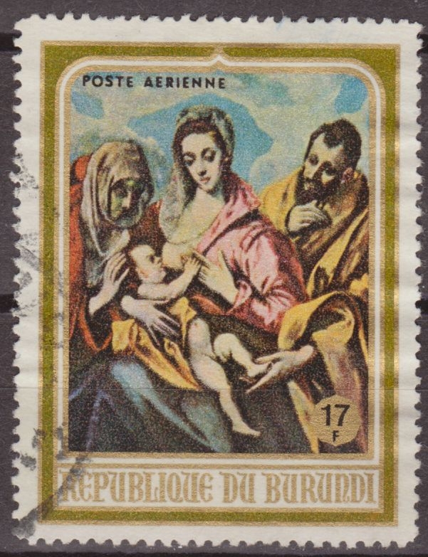Burundi 1968 Scott C95 Sello º Christmas Madonna & Child Holy Family de El Greco 17F